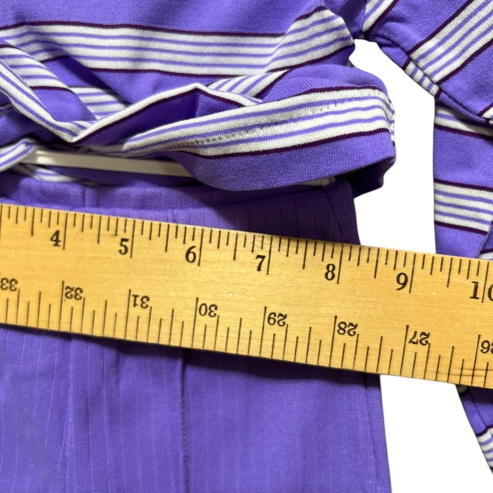 Vintage Sears Kids Purple‎ Striped Mock Neck Top Ribbed Pants Set Size L 71745